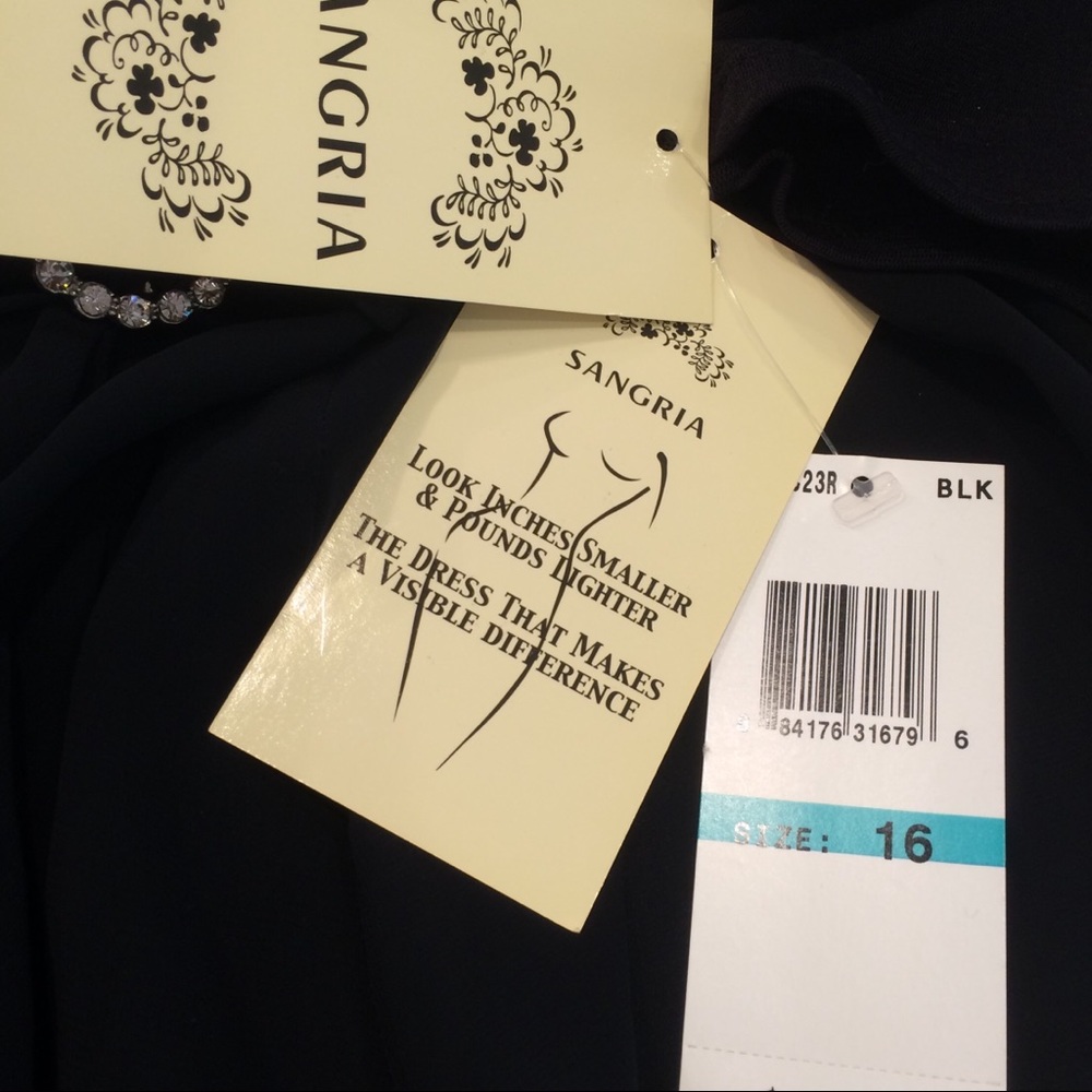 Sangria Fully Lined Black Midi Dress 16 NWT - Picture 13 of 15